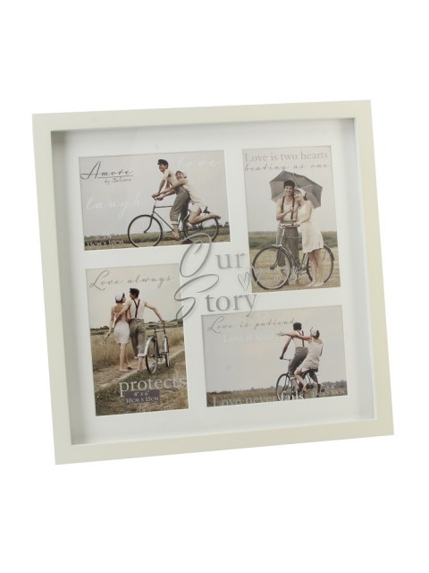 Amore MDF Square Collage Frame 4 Apertures - Our Story